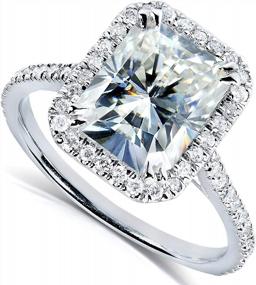 img 2 attached to Radiant-Cut Moissanite Engagement Ring In 14K White Gold, 3 Carat Total Weight - Kobelli