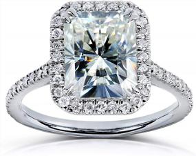 img 4 attached to Radiant-Cut Moissanite Engagement Ring In 14K White Gold, 3 Carat Total Weight - Kobelli