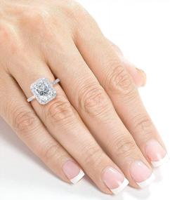 img 3 attached to Radiant-Cut Moissanite Engagement Ring In 14K White Gold, 3 Carat Total Weight - Kobelli
