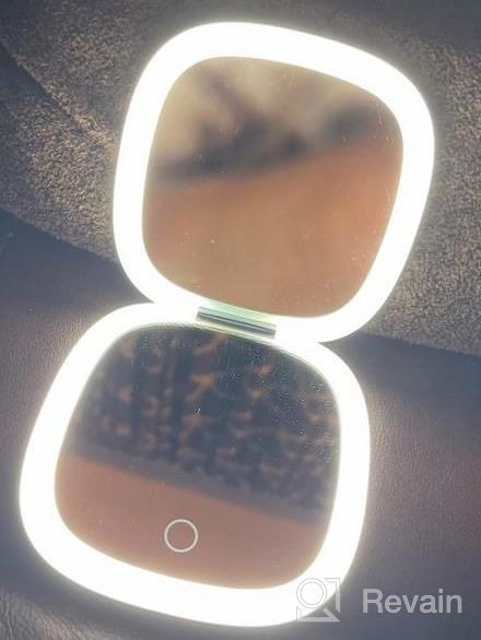 img 1 attached to Mavoro LED Lighted Travel Makeup Mirror, Rechargeable, 1X/10X Magnification - Daylight LED, Pocket Or Purse Mirror, Small Travel Mirror. Folding Portable Mirror, Touch Sensor, USB (Champagne Gold) review by Andrew Davenport