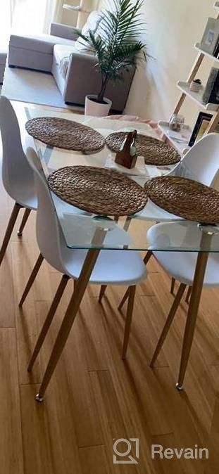img 1 attached to Modern Dining Table Set For 4 - Round Glass Table And 4 Fabric Chairs For Small Spaces - Dining Room Furniture Set For Home With Deep Grey Upholstery review by Fred Projectfoundation