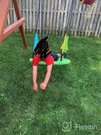 img 1 attached to Odoland 24" Kids Tree Swing Outdoor Saucer Platform Swing - 900D Waterproof Oxford, Adjustable Hanging Ropes For 1-2 Children Backyard Round Flying SkyBlue review by Theresa Mcdonald
