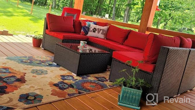 img 1 attached to Wonlink 7 Pieces Outdoor Furniture Set, PE Rattan Wicker Sofa Sets, All Weather Sectional Patio Furniture Conversation Sets With Tea Table And Cushions review by Rachel Riley