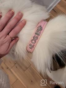 img 5 attached to Pink Personalized Dog Collar With Rhinestones - Custom Name Letters For Small & Medium Dogs (5/8 Inch X 10-13 Inches)
