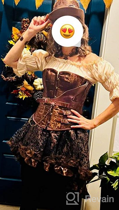 img 1 attached to Women'S Steampunk Gothic Overbust Corset And Skirt Set Halloween Costume review by Dexter Pullen