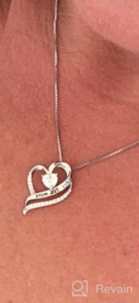 img 1 attached to FLYOW Sterling Silver CZ Pendant - I Love You More Heart Necklace for Women Girls. Best Valentine's Mothers Day Jewelry Gifts review by Brandon Hunter