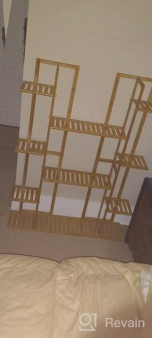 img 1 attached to Indoor Outdoor Flower Pot Rack: 9-Tier Bamboo Shelf Display Holder For 17 Potted Plants, Perfect For Patio, Garden, Balcony, Or Living Room Décor review by Jeff Talcott