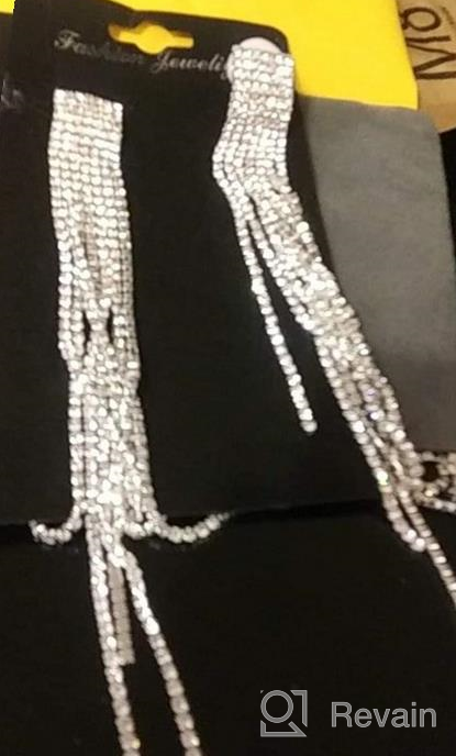 img 1 attached to 💎 mecresh Silver Rhinestone Crystal Chandelier Earrings for Wedding - Long Tassels Dangle Design review by Patrick Alexander