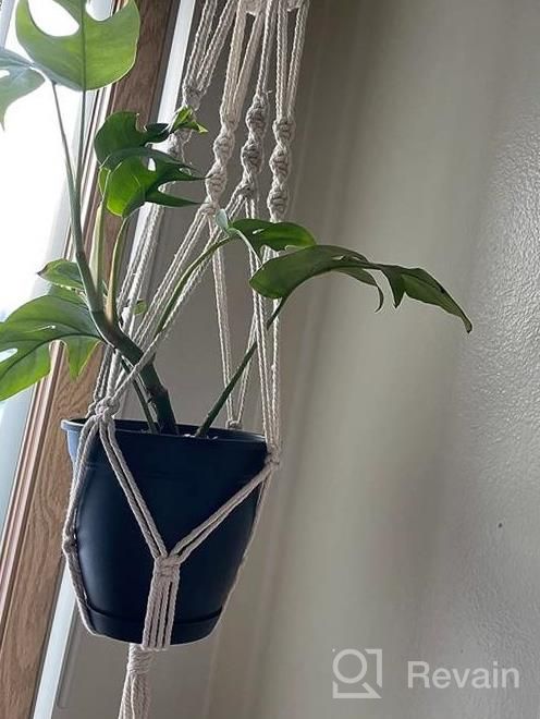 img 1 attached to Add Vibrant Greenery To Your Home With ZOUTOG'S Set Of 4 Handcrafted Macrame Plant Hangers review by Chris Mania