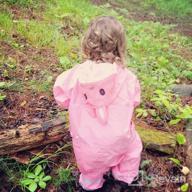 img 1 attached to 👶 Toddler Waterproof Coverall Kids Raincoat One Piece Rain Suit Reflective Hooded Rain Gear Blue L - Rainproof Rainsuit review by Robert Ogrodnik