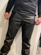 img 1 attached to Idopy Men`S Business Slim Fit Five Pockets Faux Leather Pants Jeans review by Daniel Evans