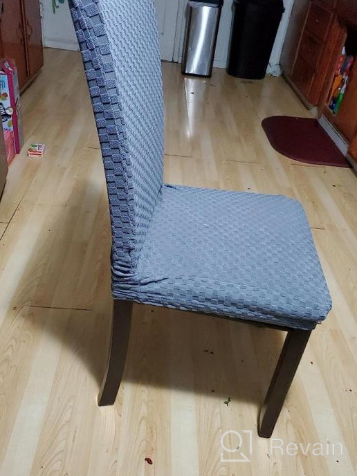 img 1 attached to Set Of 2 Stretchy Checkered Dining Chair Slipcovers - Wine Red Color For Christmas, Perfect For Restaurant, Kitchen, Party, And Home Decor - Parsons Chair Furniture Protector By YEMYHOM review by Cara Ruiz