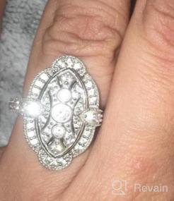 img 6 attached to Модное кольцо в стиле ар-деко Navette из стерлингового серебра с кубическим цирконием и фианитами для женщин, с родиевым покрытием, размер 4-10 - BERRICLE