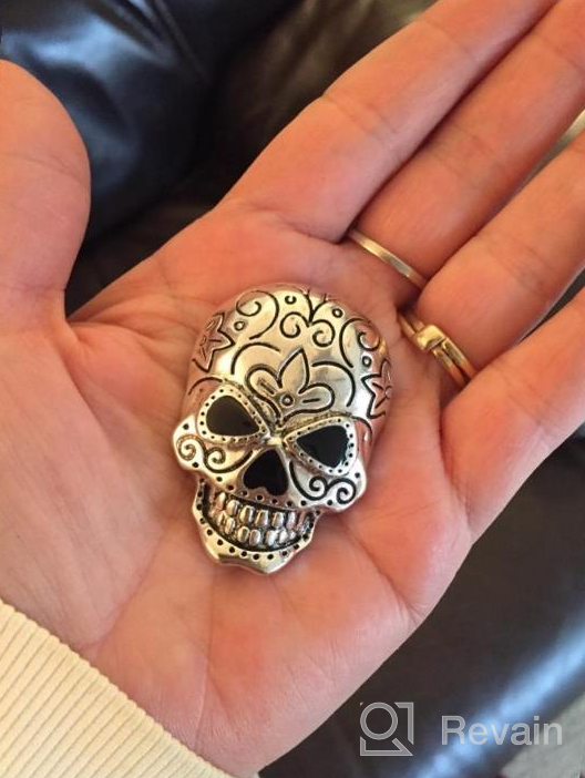 img 1 attached to CHUYUN Vintage Silver Crystal Halloween Skull Head 🎃 Brooch Pin for Shirt - Spooky and Stylish Accessory! review by Alicia Lynch