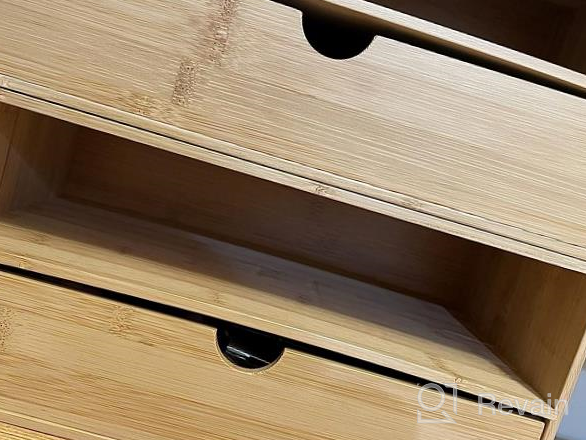 img 1 attached to 3-Drawer Bamboo Desk Organizer With Shelf - Fully Assembled - Multifunctional Mini Tabletop Storage For Office Or Home. review by Jordan Doyle