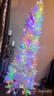 img 1 attached to 7.5Ft Prelit Pencil Christmas Tree - Warm White & Multi-Color Lights, Foldable Metal Stand, Alpine Slim Holiday Decoration For Xmas Home/Office/Party review by Brandon Baird
