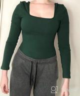 картинка 1 прикреплена к отзыву 💃 Square Neck Long Sleeve Women's Knit Jumpsuit Bodysuits: Bodycon, Stretch Leotard Tops от Timothy Harper