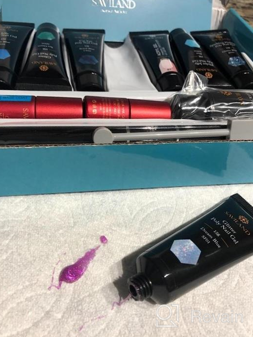 img 1 attached to Saviland Blue Series Poly Nails Gel Kit - Glitter And Cat Eye Nail Extension Builder Gel With 7 Colors And Thickening Solution For Starter And Professional Nail Artists review by Kenny Noel