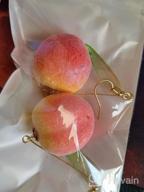 img 1 attached to 🍑 TIANHONGYAN Cute Lightweight Lifelike Pink Peach With Leaf Dangle Earrings - Charm Fruit Hoop Earrings for Women and Girls - Jewelry Gifts review by Lisa Chenault