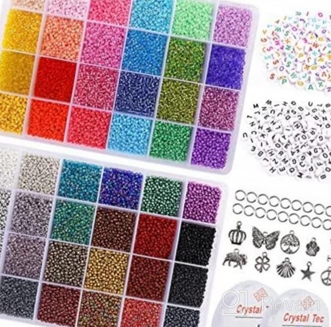 img 1 attached to Get Creative With Quefe'S 38000Pcs 2Mm 12/0 Glass Seed Beads Kit - 48 Colors To Enhance Your Jewelry Making Skills! review by Tina Brown