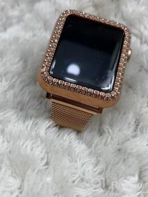 img 8 attached to Стильный тонкий металлический ремешок для часов Goton и чехол-бампер с блестящей бриллиантовой крышкой для женских Apple Watch Series 7 и 8 (серебро, 45 мм)