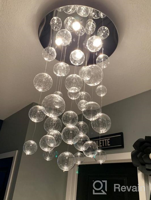 img 1 attached to Saint Mossi Modern Glass Raindrop Chandelier Lighting Flush Mount LED Ceiling Light Fixture Pendant Lamp For Dining Room Bathroom Bedroom Livingroom 4 GU10 Bulbs Required H31 X D20 review by Tony Hanson