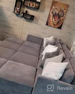 img 1 attached to Modern Bluish Grey U-Shaped Sectional Sofa With Reversible Chaise And Ottoman By HONBAY review by Phillip Ellis