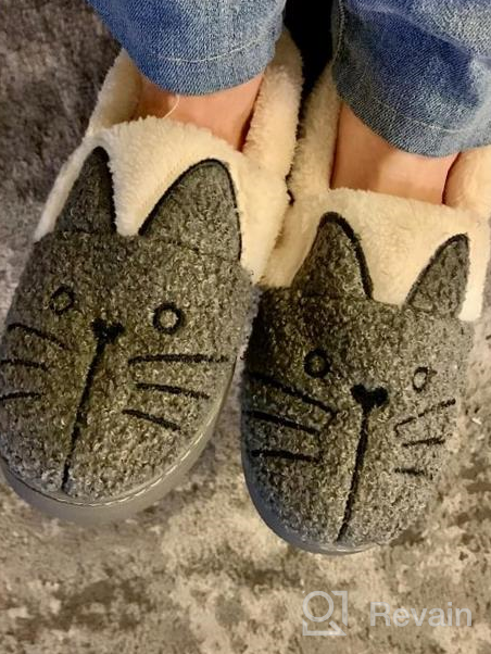 img 1 attached to Cuddly Cat-Inspired Warm House Slippers For Women And Kids - Perfect For Cosy Winter Nights! review by Courtney Frostick