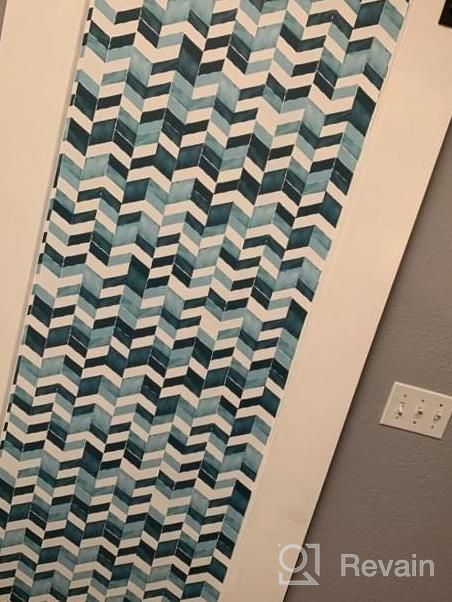 img 1 attached to Teal Watercolor Chevron Peel & Stick Wallpaper By Paul Brent - RoomMates RMK11358RL review by Pete Hahn