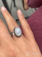 img 1 attached to Gorgeous Handmade Natural Moonstone Tiger Eye Malachite Solitaire Ring - 10x14mm Oval Shape - Genuine Gemstone - 925 Silver Overlay review by Brandon Patterson