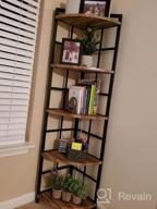 img 1 attached to Rustic Brown 5-Tier Corner Bookshelf: Industrial Style With Vintage Wood Look, Metal Frame Etagere Bookcase For Home Office Display Organization, Freestanding Tall Ladder Shelf Accent review by Dee Duran