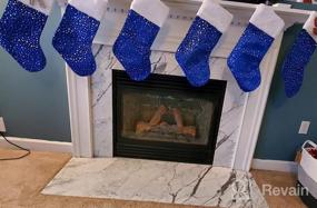 img 5 attached to LimBridge Christmas Stockings, 6 Pack 18 Inches Glitter Golden Star Print With Plush Cuff, Classic Stocking Decorations For Whole Family, Blue And Silver