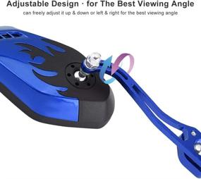 img 1 attached to 🔵 Keenso 1 Pair Universal Motorcycle Rearview Side Mirrors - Adjustable Aluminum Handlebar Rear View Mirrors with Flame Pattern - Motorbike Scooter Accessories (Blue)