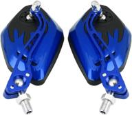 🔵 keenso 1 pair universal motorcycle rearview side mirrors - adjustable aluminum handlebar rear view mirrors with flame pattern - motorbike scooter accessories (blue) логотип