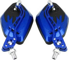 img 4 attached to 🔵 Keenso 1 Pair Universal Motorcycle Rearview Side Mirrors - Adjustable Aluminum Handlebar Rear View Mirrors with Flame Pattern - Motorbike Scooter Accessories (Blue)