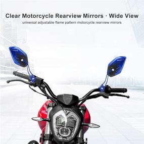 img 3 attached to 🔵 Keenso 1 Pair Universal Motorcycle Rearview Side Mirrors - Adjustable Aluminum Handlebar Rear View Mirrors with Flame Pattern - Motorbike Scooter Accessories (Blue)