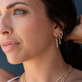 img 1 attached to 18K Gold Vermeil CZ U Hoops Oval Huggie Earrings With Bold Halo Detail
