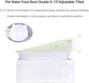 img 2 attached to Marchul Cat Bowls, Cat Dog Tilted Water And Food Bowl Set, New Version Stainless Steel Cap