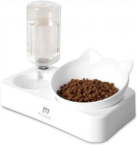 img 4 attached to Marchul Cat Bowls, Cat Dog Tilted Water And Food Bowl Set, New Version Stainless Steel Cap