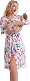 img 4 attached to Stylish Maternity And Baby Set: Galabloomer Robe, Receiving Blanket & Swaddle - Perfect For Labor & Delivery!