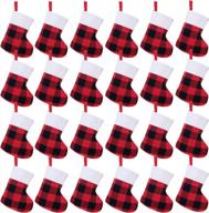 veylin 24 шт. мини-рождественские чулки оптом, красные, черные клетчатые крошечные чулки с плюшевой манжетой для рождественской вечеринки логотип