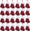 veylin 24pcs mini christmas stocking bulks, red black buffalo plaid tiny stockings with plush cuff for christmas party favors logo