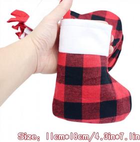 img 3 attached to VEYLIN 24Pcs Mini Christmas Stocking Bulks, Red Black Buffalo Plaid Tiny Stockings With Plush Cuff For Christmas Party Favors
