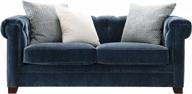 темно-синий бархатный тафтинговый диван acanva chesterfield mid century с декоративными подушками - 69 "w loveseat для гостиной и спальни логотип