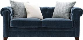 img 4 attached to Темно-синий бархатный тафтинговый диван Acanva Chesterfield Mid Century с декоративными подушками - 69 "W Loveseat для гостиной и спальни