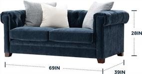 img 3 attached to Dark Blue Acanva Chesterfield Mid Century Velvet Tufted Sofa With Throw Pillows - 69" W Loveseat For Living Room & Bedroom