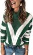 colorful striped v neck sweater for women - long sleeve knit pullover in s-2xl sizes by elapsy logo