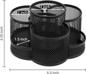 img 1 attached to Organize Your Desk In Style With MyGift'S Rotating Black Metal Mesh Desktop Organizer - 7 Compartments For Office Supplies And Stationery Storage