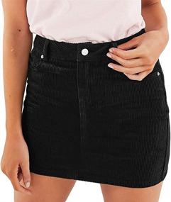 img 2 attached to 👗 Just Quella Women's Slim Fit Corduroy A-Line Short Skirt with High Waist - Boydon Mini Skirt