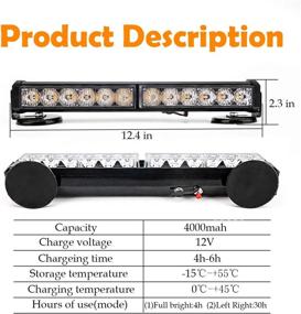 img 3 attached to LE-JX Red/White Wireless Battery Traffic Advisor Emergency Lights Bar Beacon Led Strobe Warning Light Roof Top Hazard Flash With Magnetic Base Mount And 12V Rechargeable Plug (Red/White